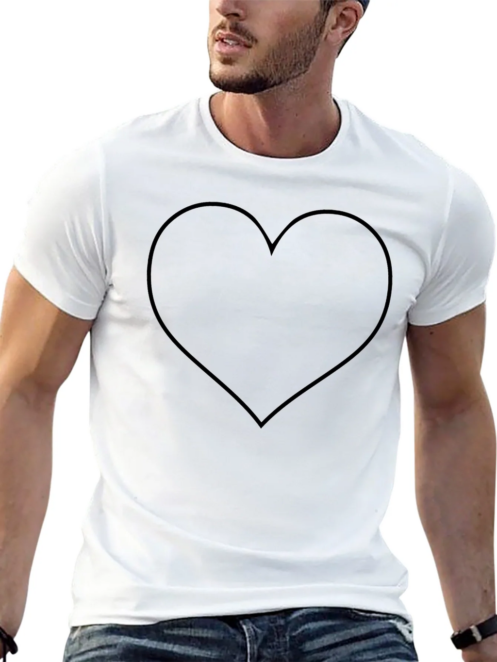 Heart Outline Black T-Shirt product image 6