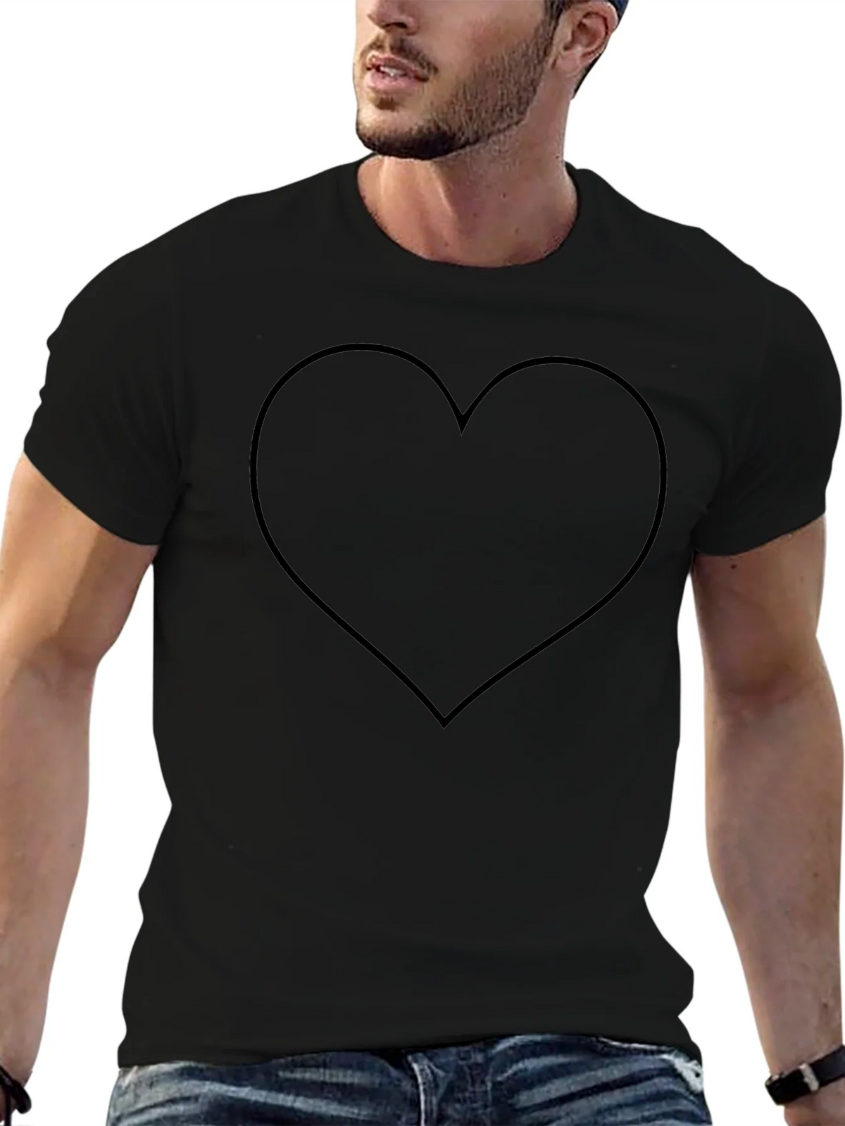 Heart Outline Black T-Shirt product image 3