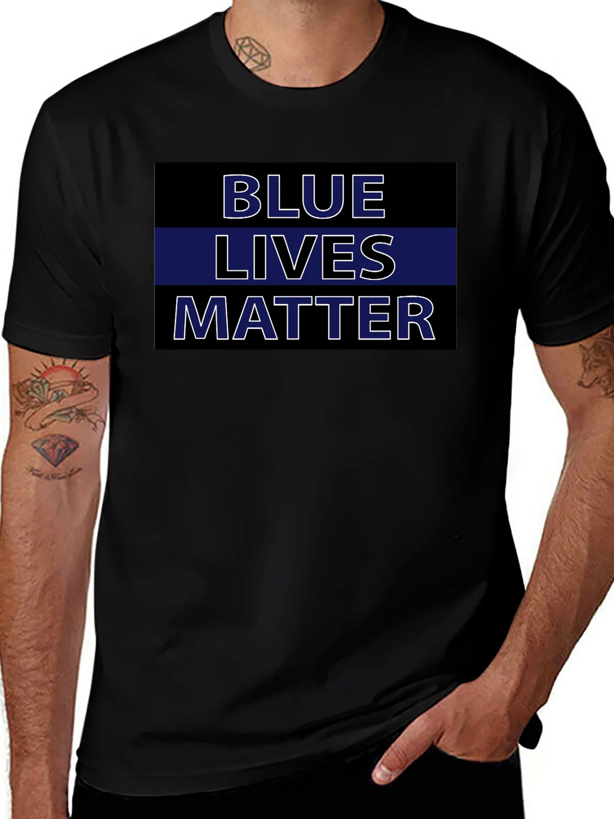 Blue Lives Matter T-Shirt - Black product image 1