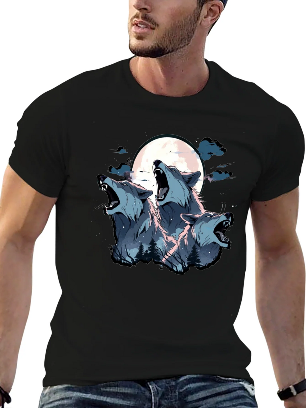 Three Wolf Moon Graphic Tee - Black product image 6