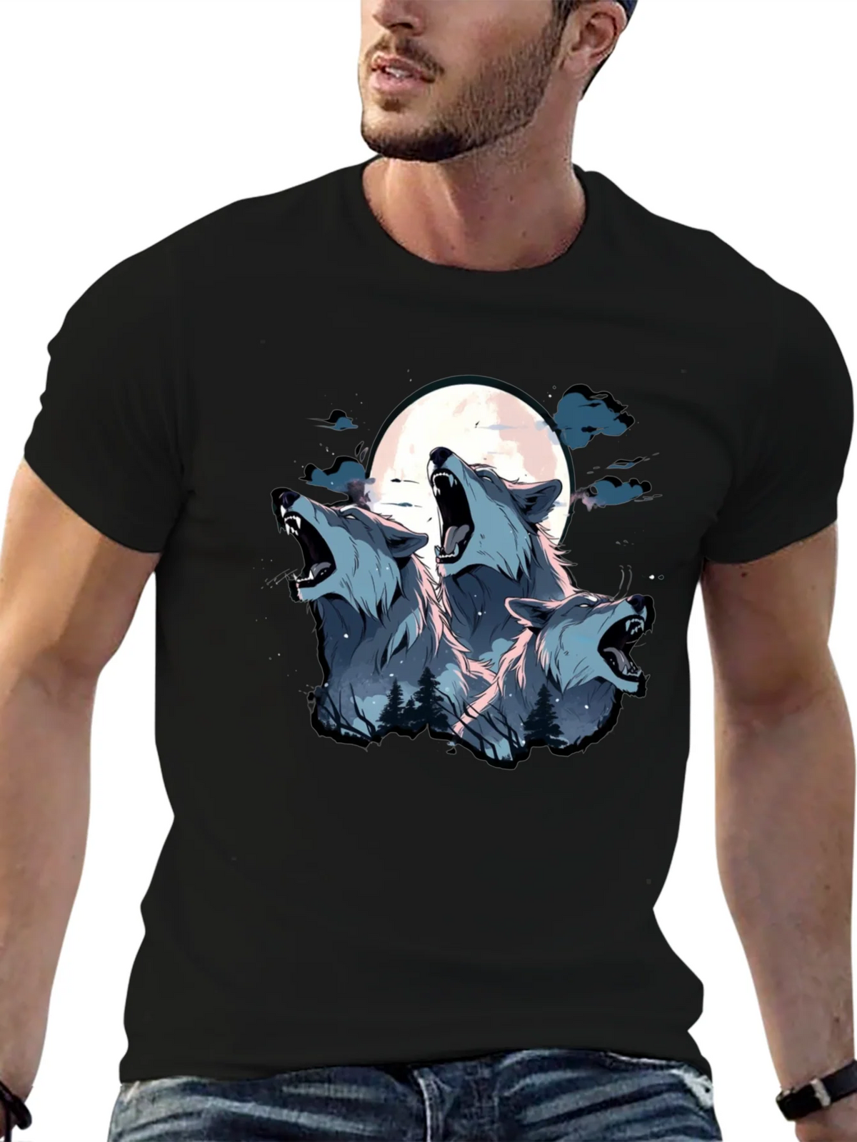 Three Wolf Moon Graphic Tee - Black product image 6