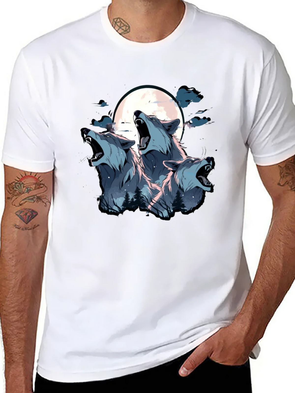 Three Wolf Moon Graphic Tee - Black product image 7