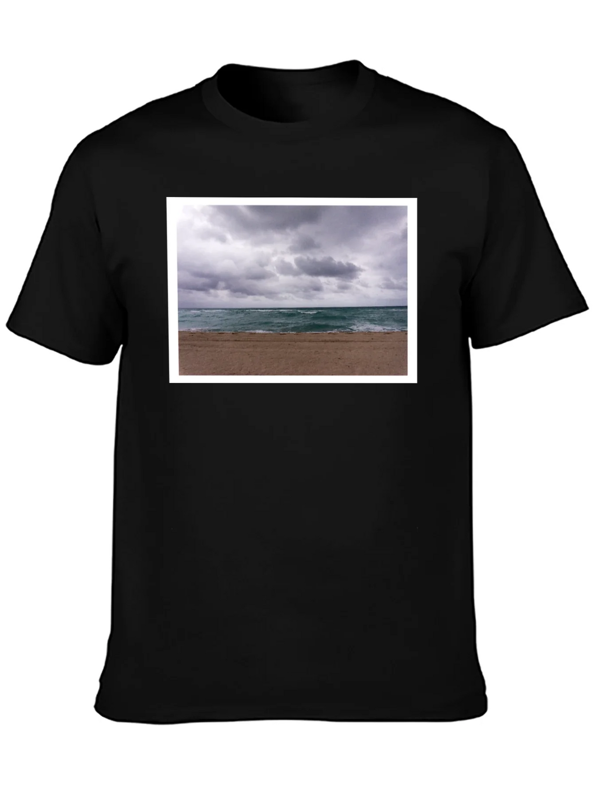 Stormy Beach Graphic Tee - Black Cotton T-Shirt product image 3