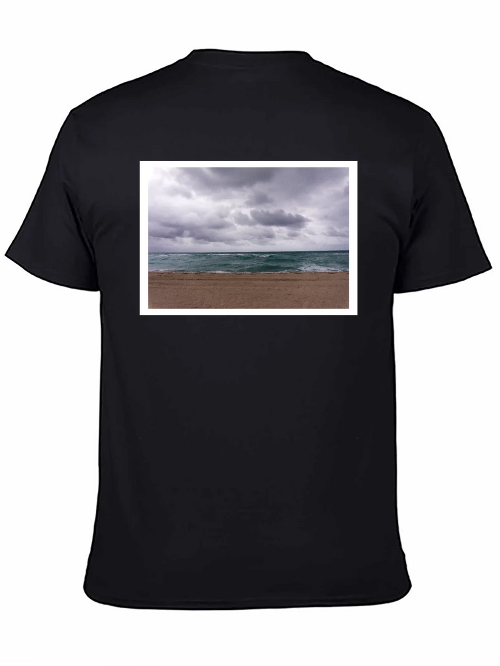 Stormy Beach Graphic Tee - Black Cotton T-Shirt product image 4