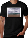Stormy Beach Graphic Tee - Black Cotton T-Shirt product image 1