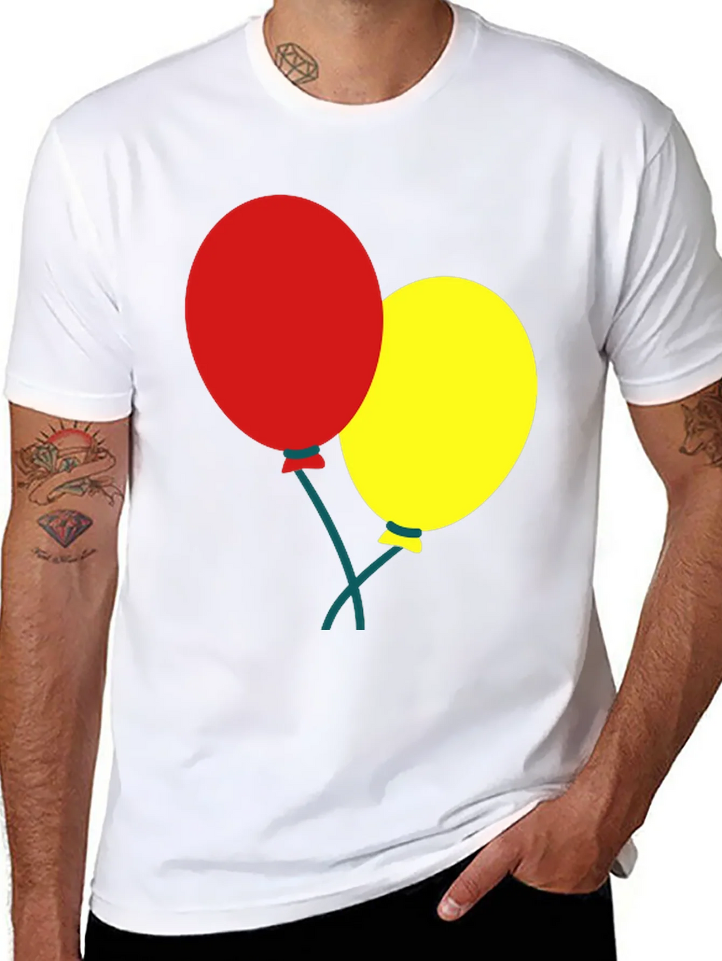 Black T-Shirt with Balloons Graphic product image 7