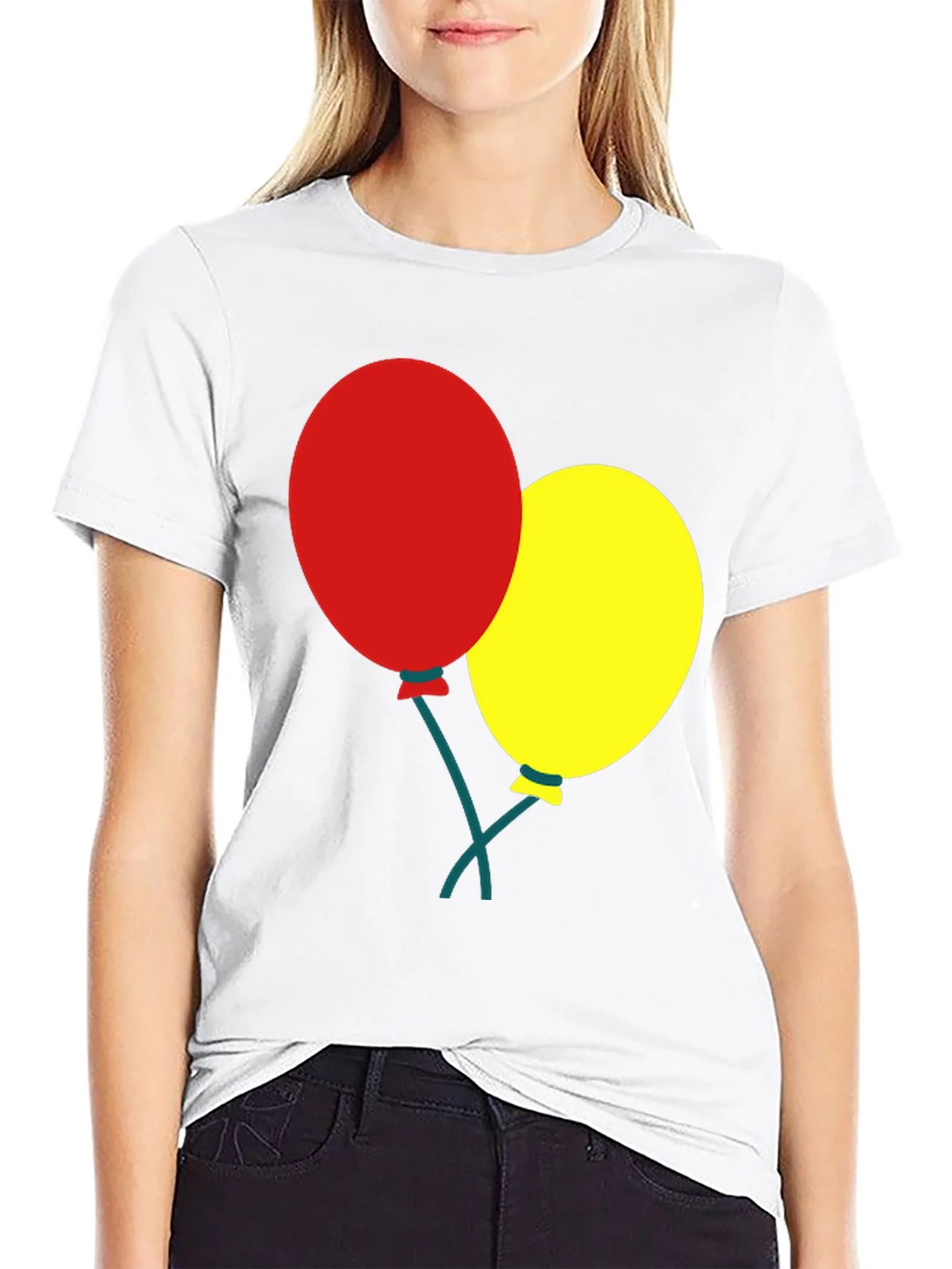 Black T-Shirt with Balloons Graphic product image 8