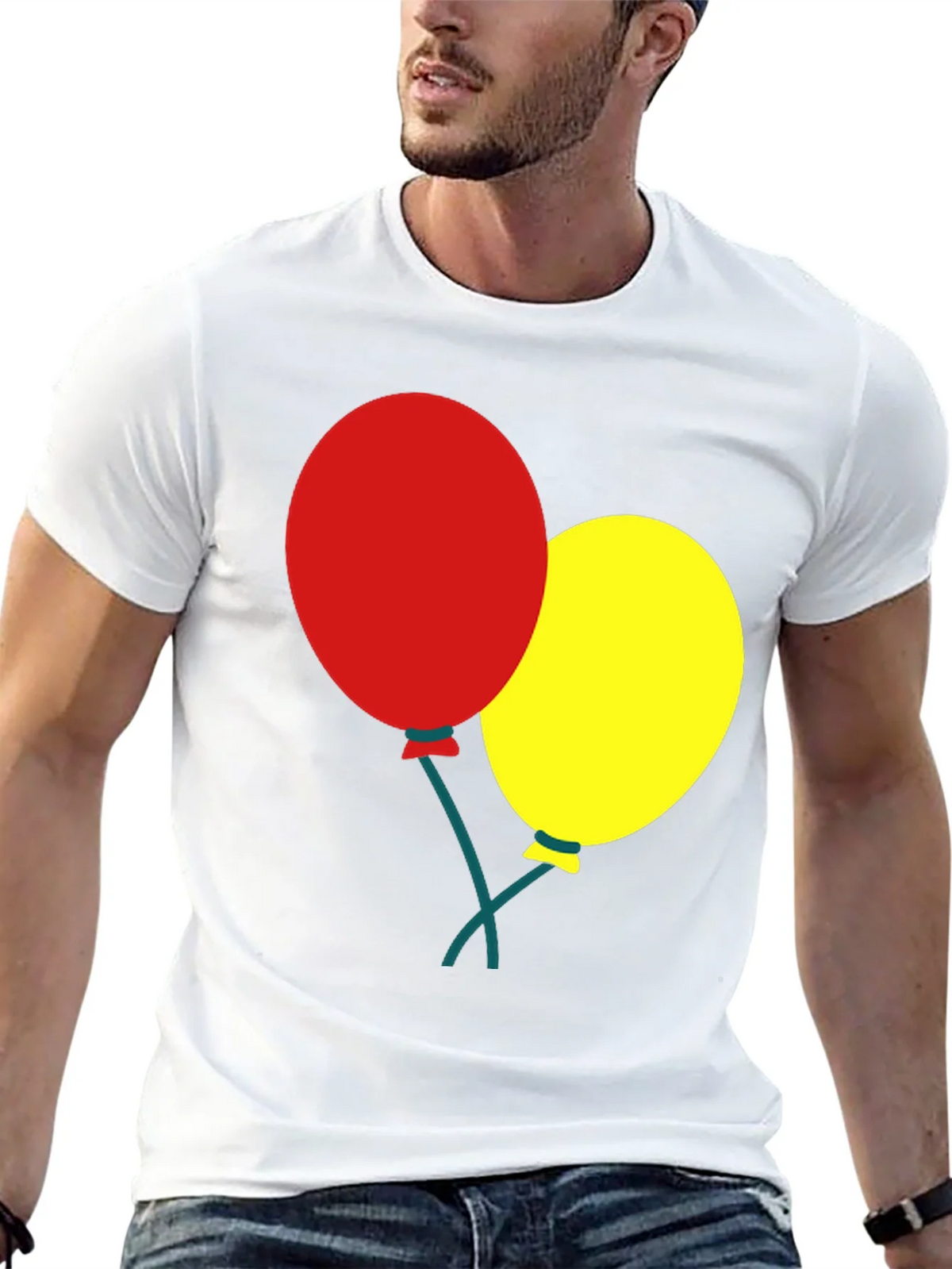 Black T-Shirt with Balloons Graphic product image 12