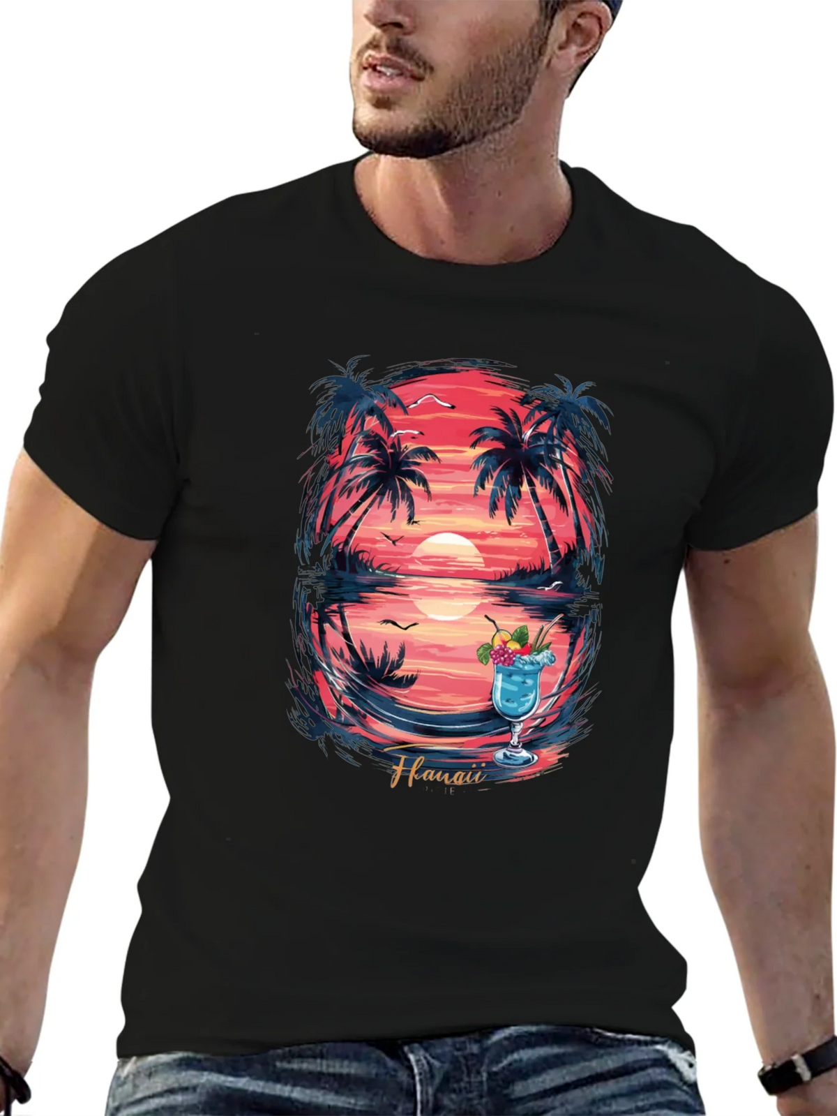 Hawaii Sunset Graphic T-Shirt - Island Vibes product image 4
