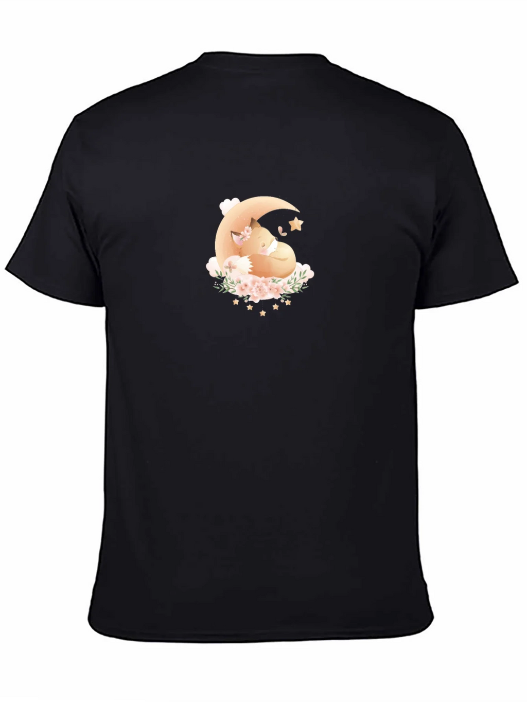 Dreamy Fox Moon Graphic Black T-Shirt product image 3