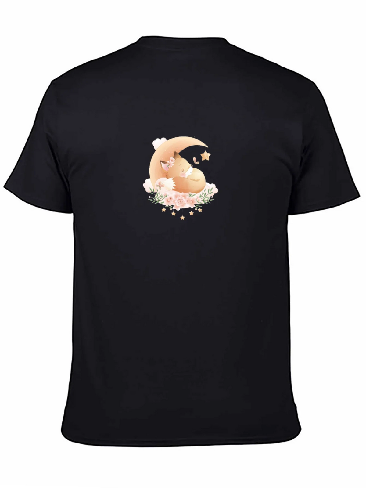 Dreamy Fox Moon Graphic Black T-Shirt product image 3