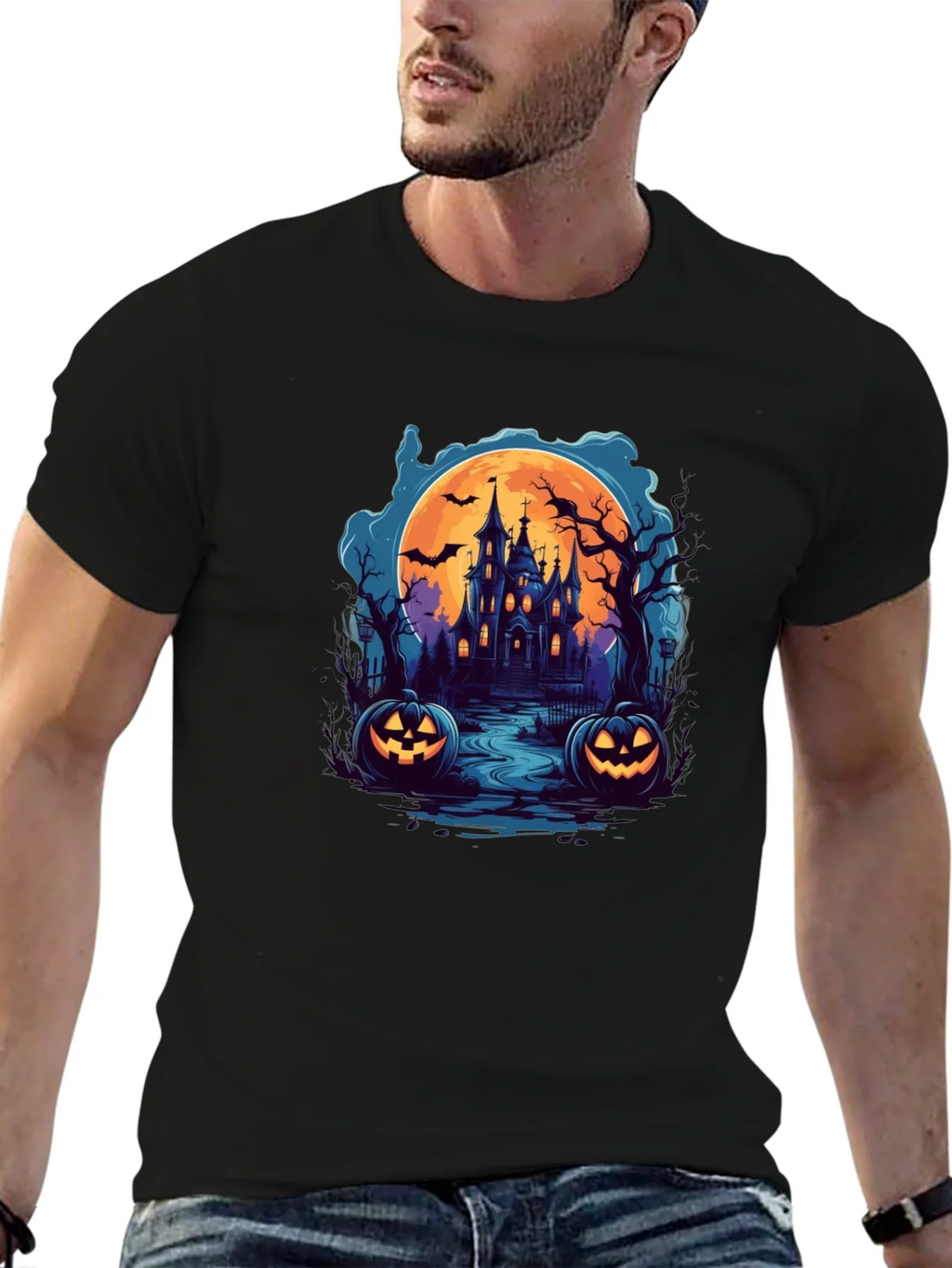 Spooky Halloween Haunted House T-Shirt product image 6