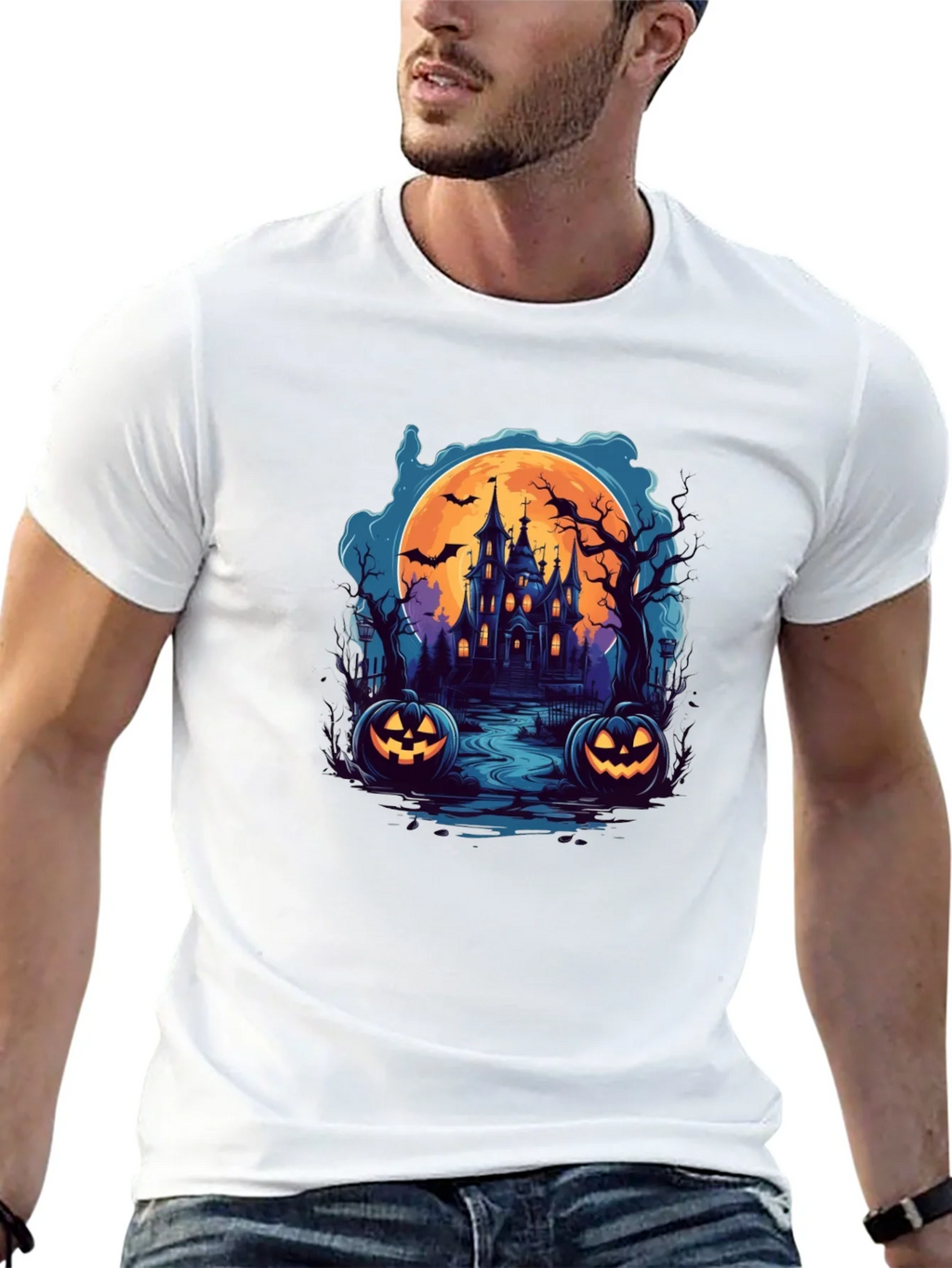 Spooky Halloween Haunted House T-Shirt product image 12