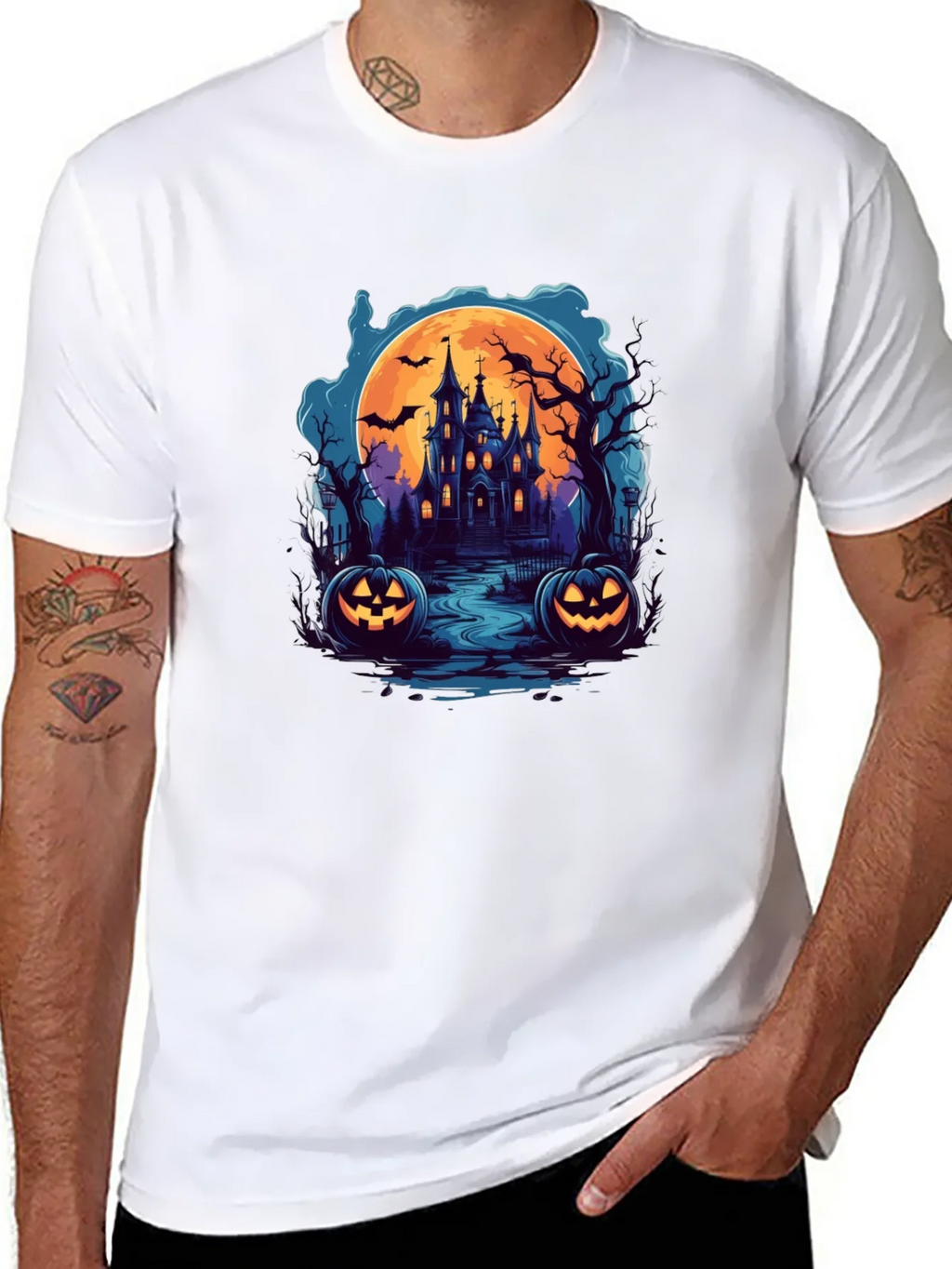 Spooky Halloween Haunted House T-Shirt product image 7