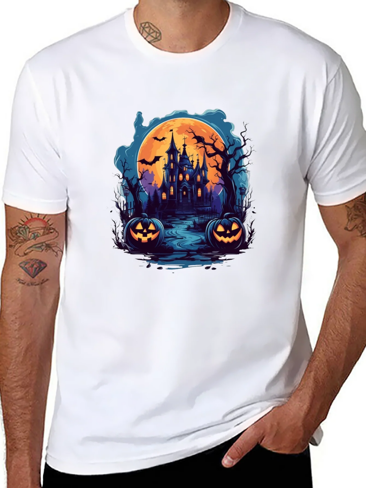 Spooky Halloween Haunted House T-Shirt product image 7