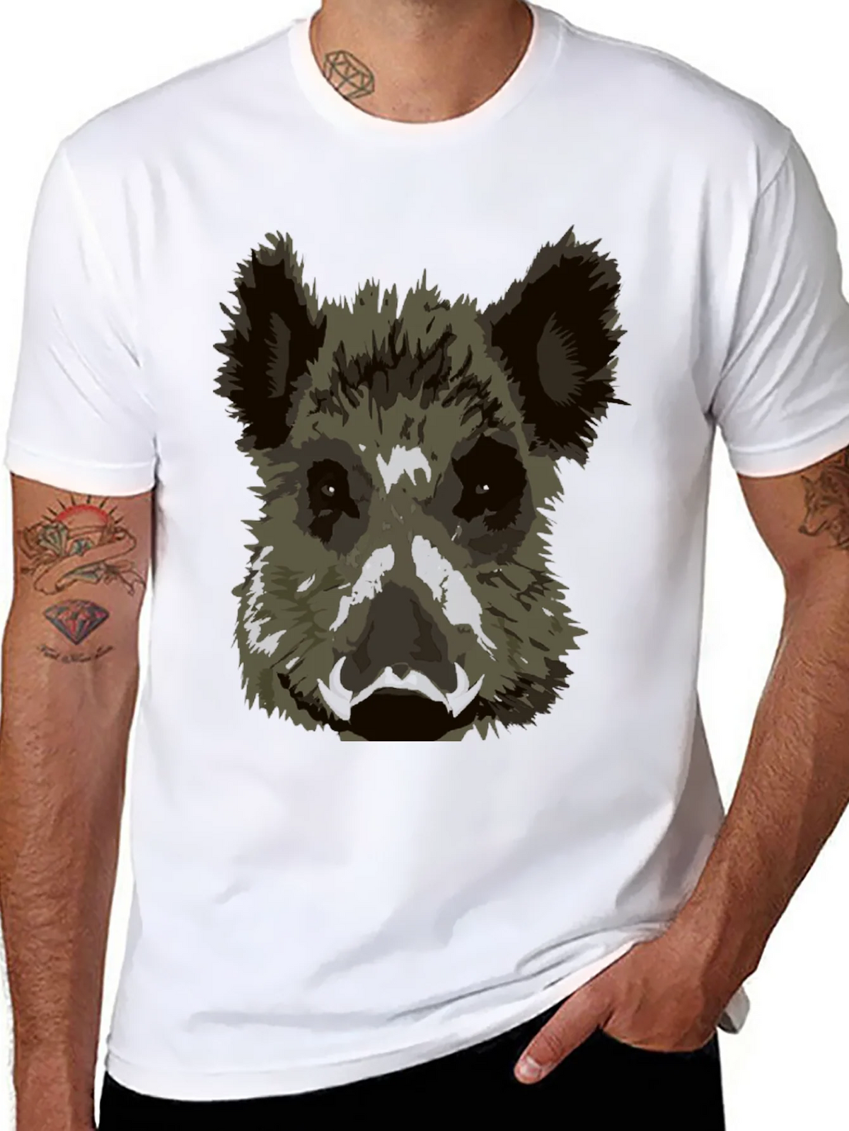 Wild Boar Graphic Tee - Black Cotton T-Shirt product image 7