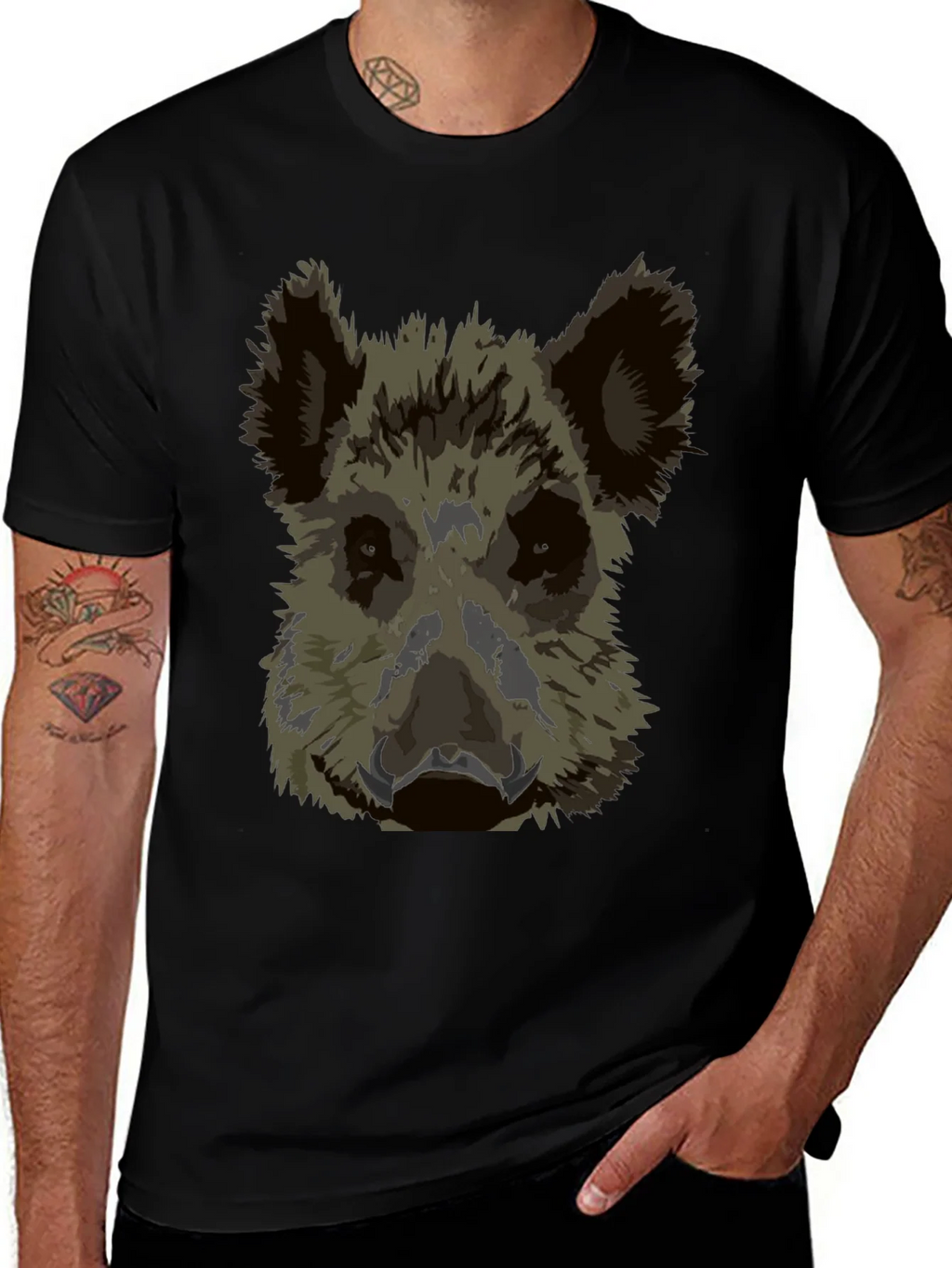 Wild Boar Graphic Tee - Black Cotton T-Shirt product image 1
