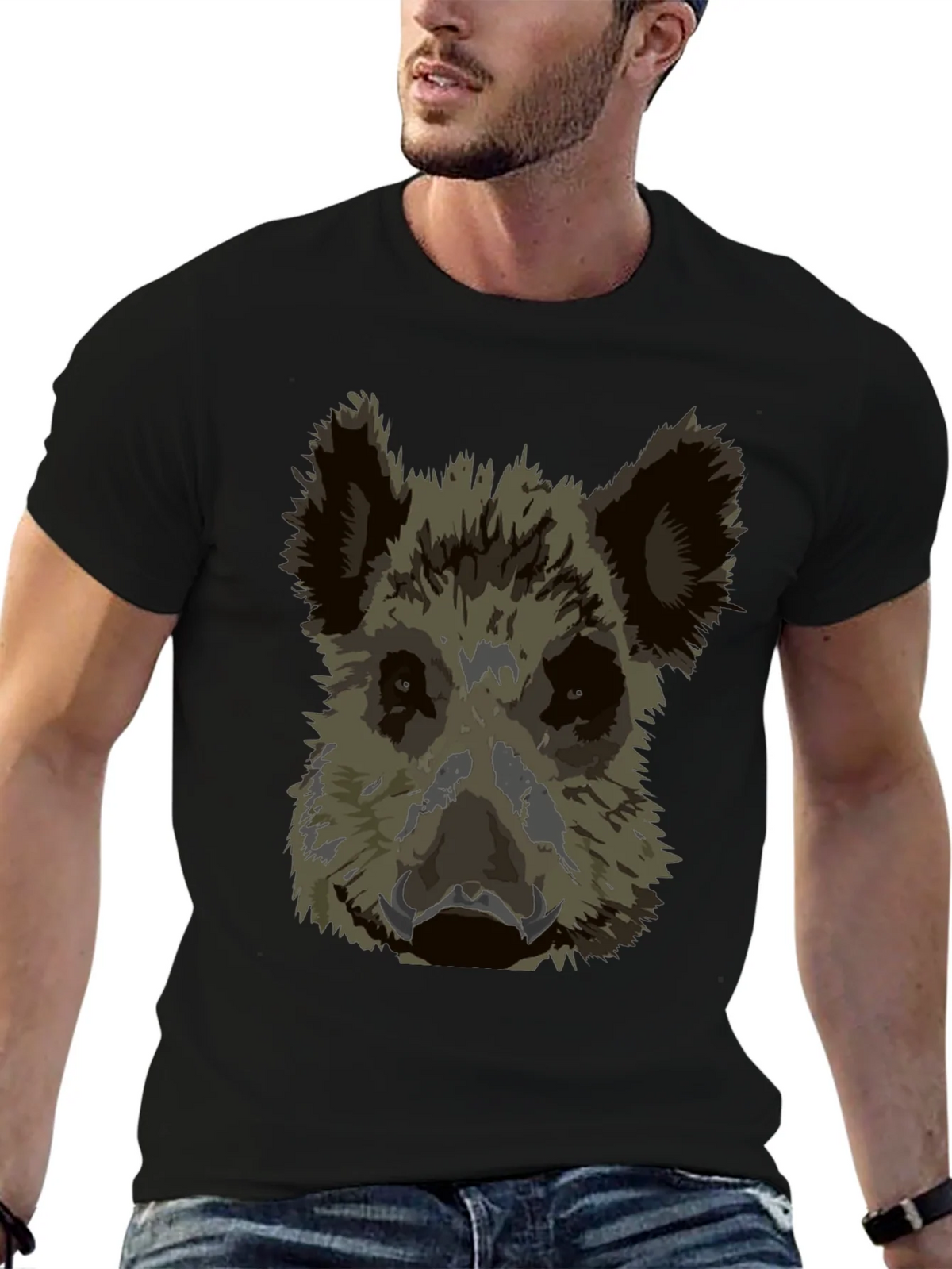 Wild Boar Graphic Tee - Black Cotton T-Shirt product image 6