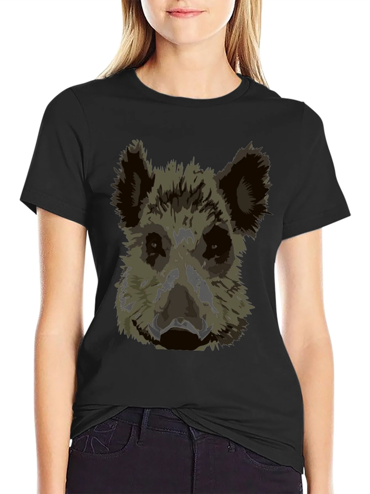 Wild Boar Graphic Tee - Black Cotton T-Shirt product image 2