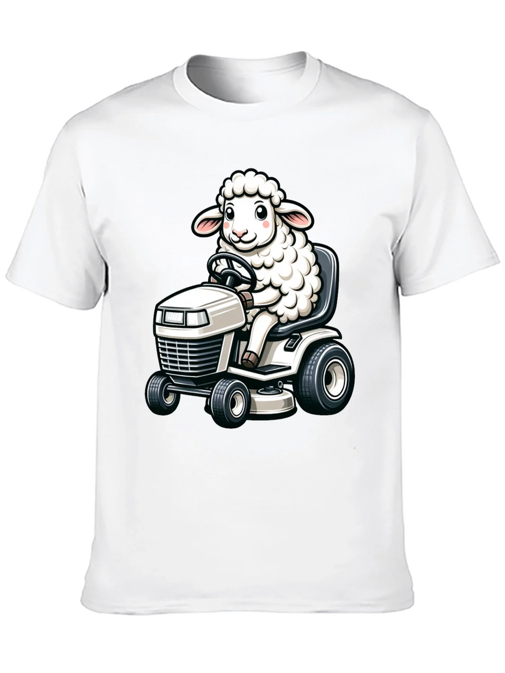 Sheep on Lawn Mower T-Shirt - Black product image 9