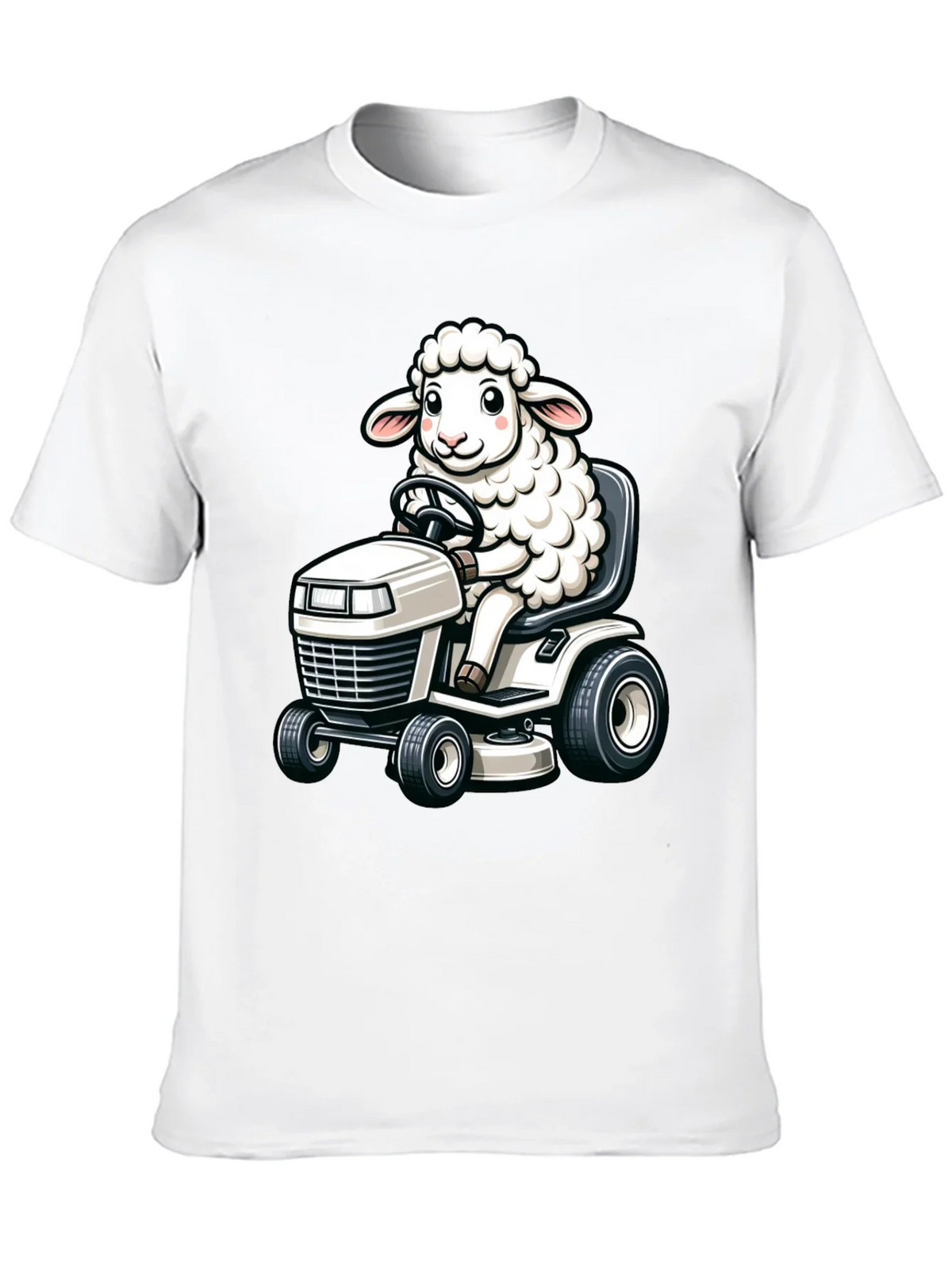 Sheep on Lawn Mower T-Shirt - Black product image 9