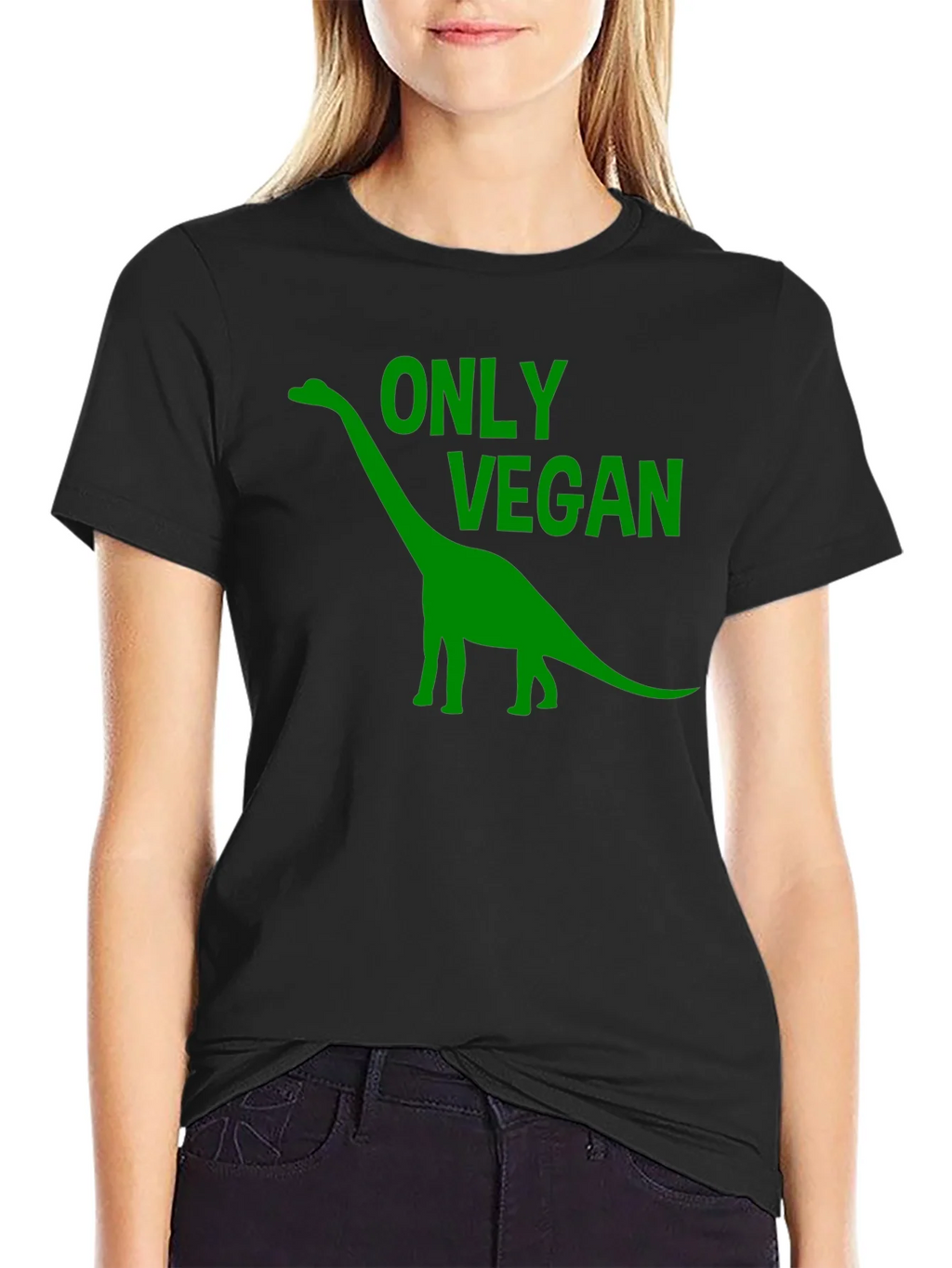 Vegan Dinosaur T-Shirt - Black Cotton Tee product image 2