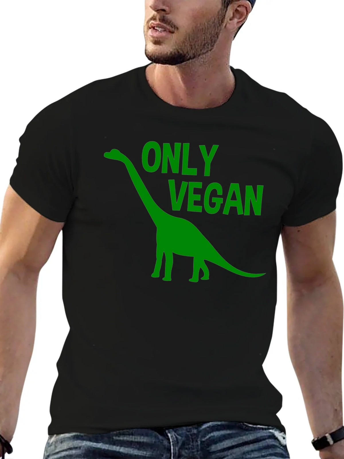 Vegan Dinosaur T-Shirt - Black Cotton Tee product image 6