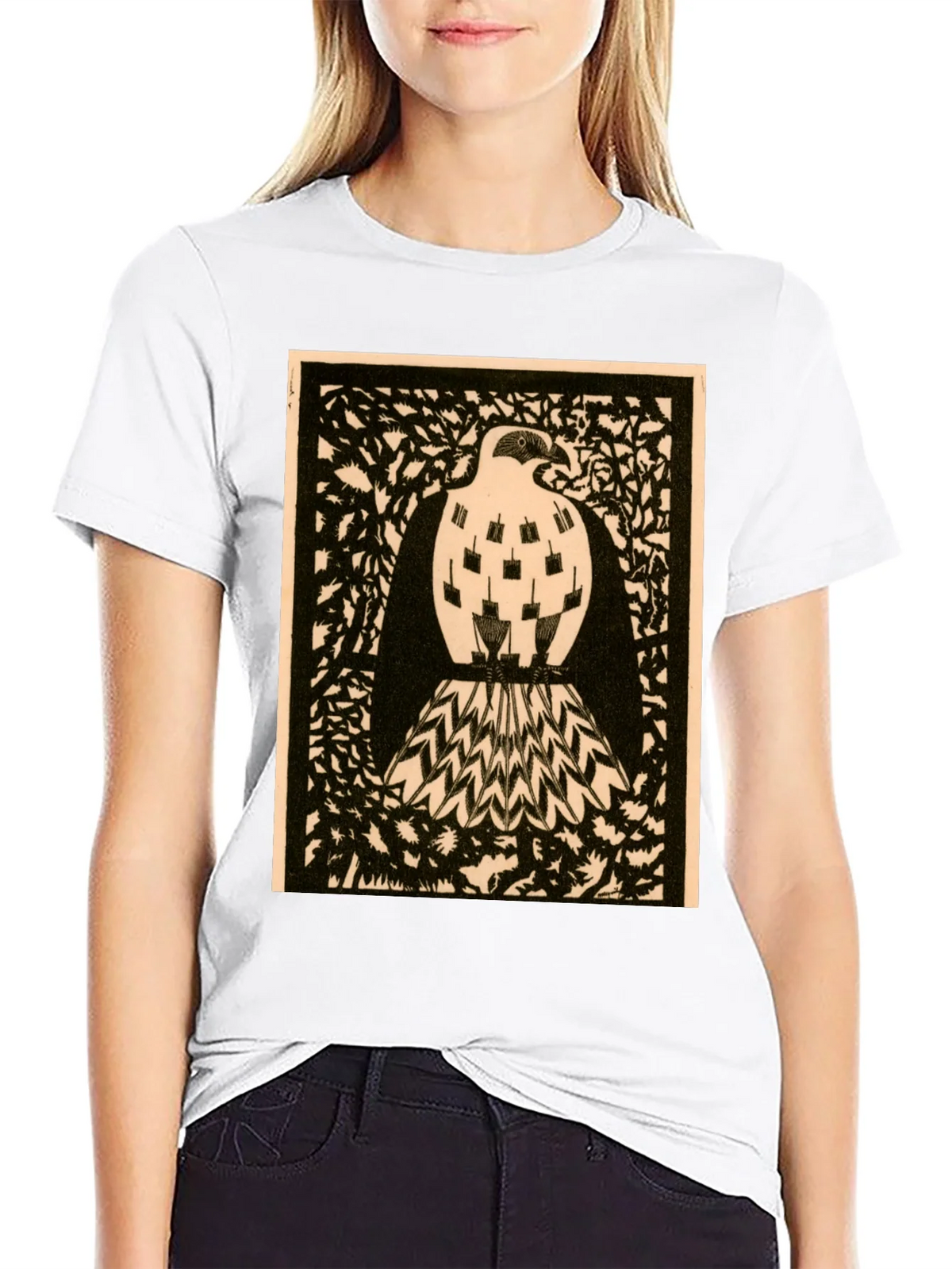 Abstract Bird Graphic Print Black Tee product image 8