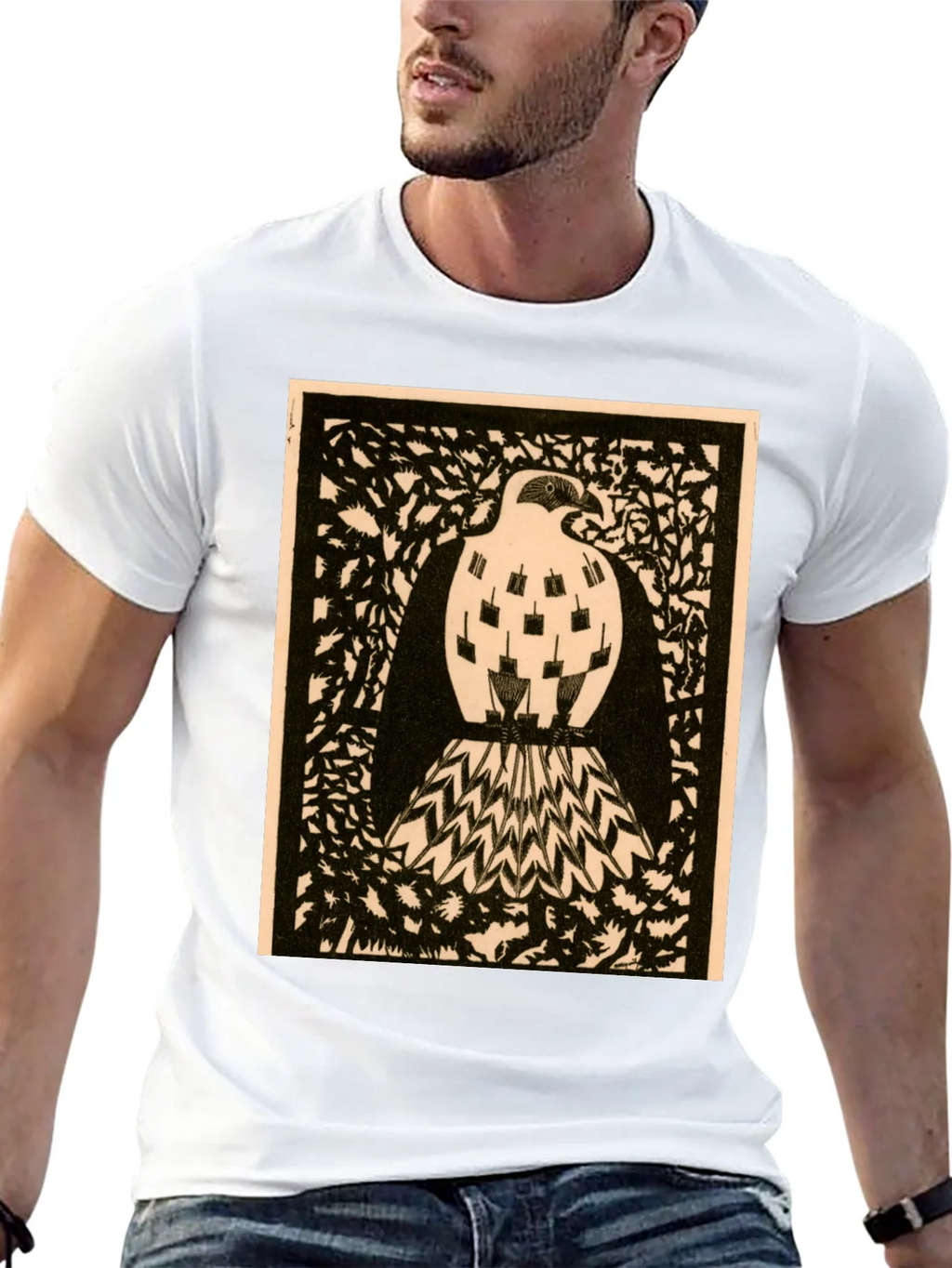 Abstract Bird Graphic Print Black Tee product image 12