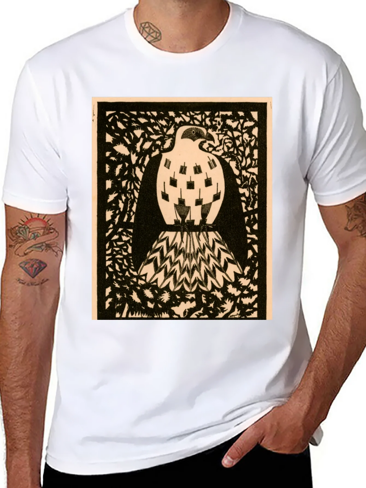Abstract Bird Graphic Print Black Tee product image 7
