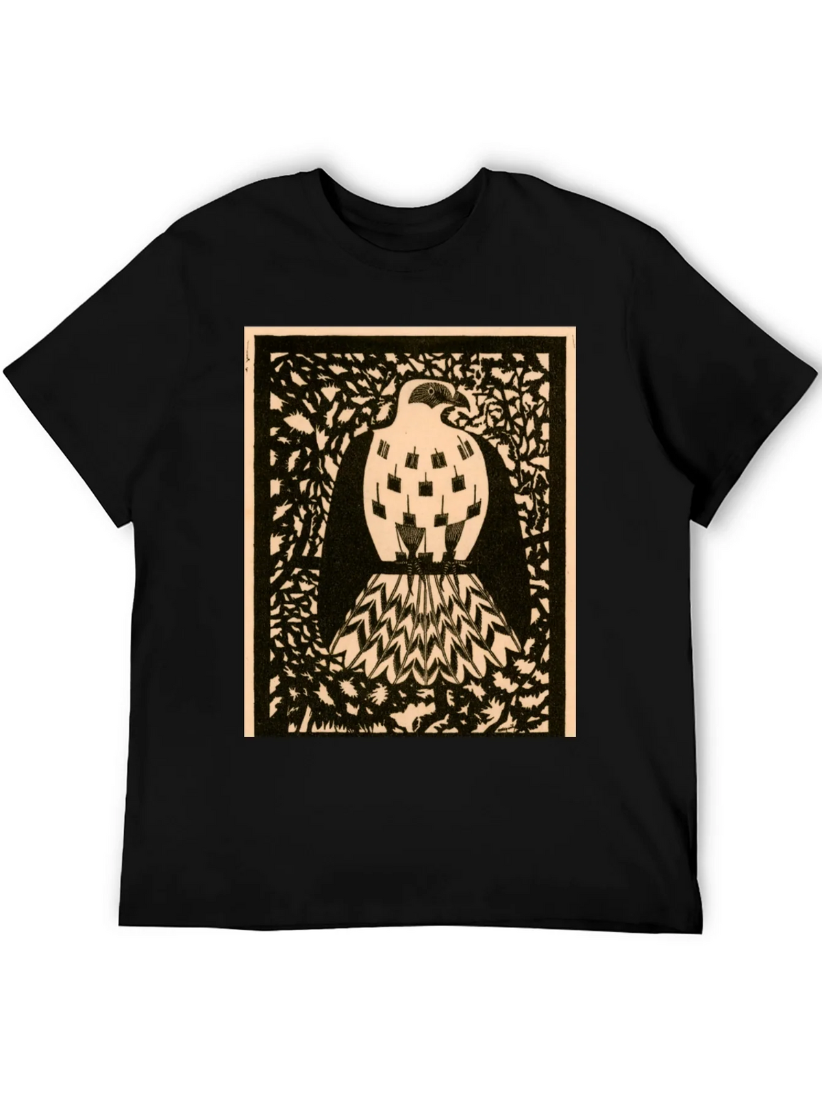 Abstract Bird Graphic Print Black Tee product image 5
