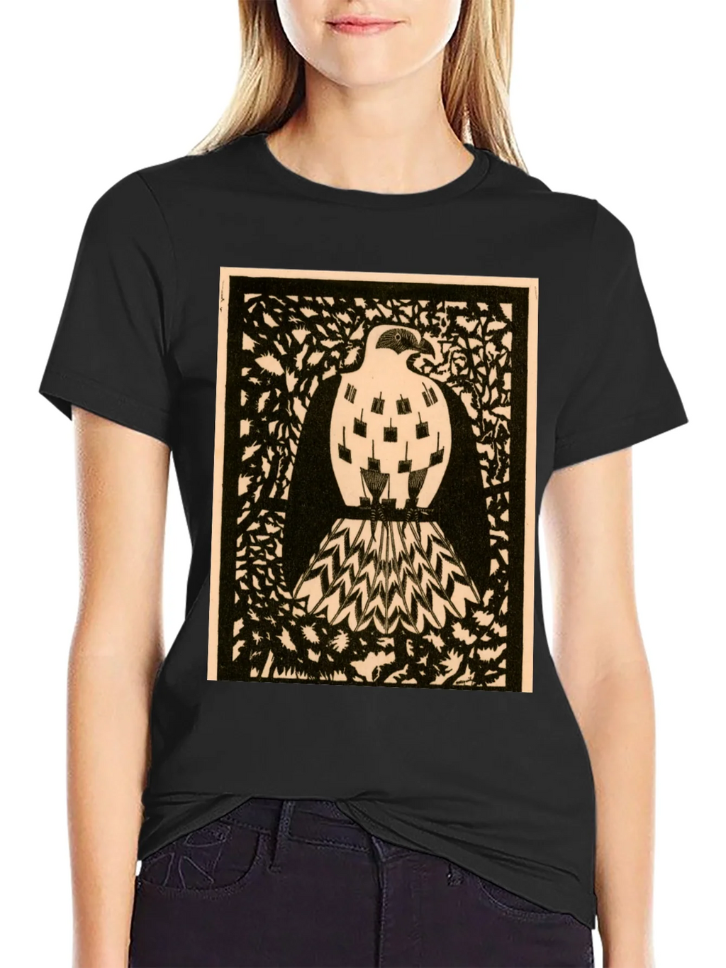 Abstract Bird Graphic Print Black Tee product image 2