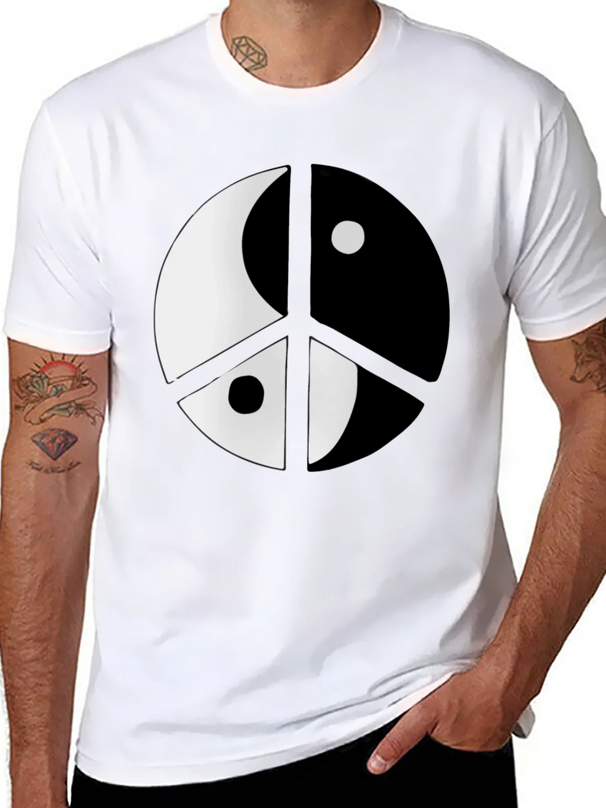 Yin Yang Peace Sign Black T-Shirt product image 7