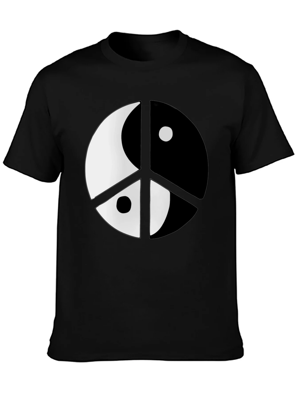 Yin Yang Peace Sign Black T-Shirt product image 3