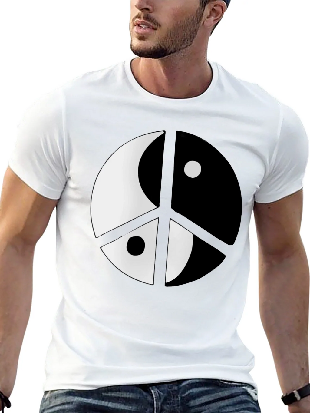 Yin Yang Peace Sign Black T-Shirt product image 12