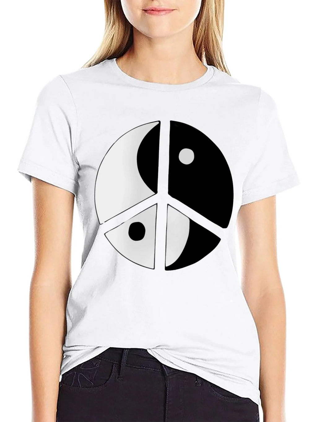Yin Yang Peace Sign Black T-Shirt product image 8