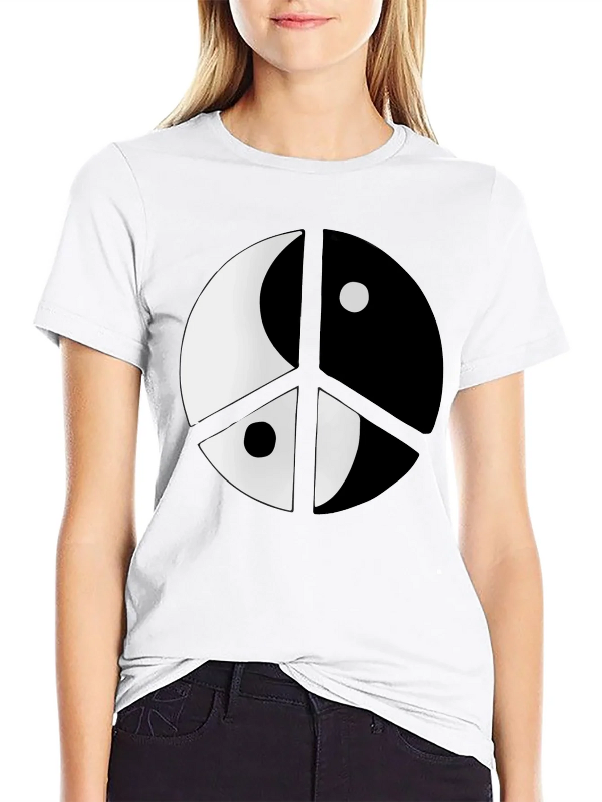 Yin Yang Peace Sign Black T-Shirt product image 8