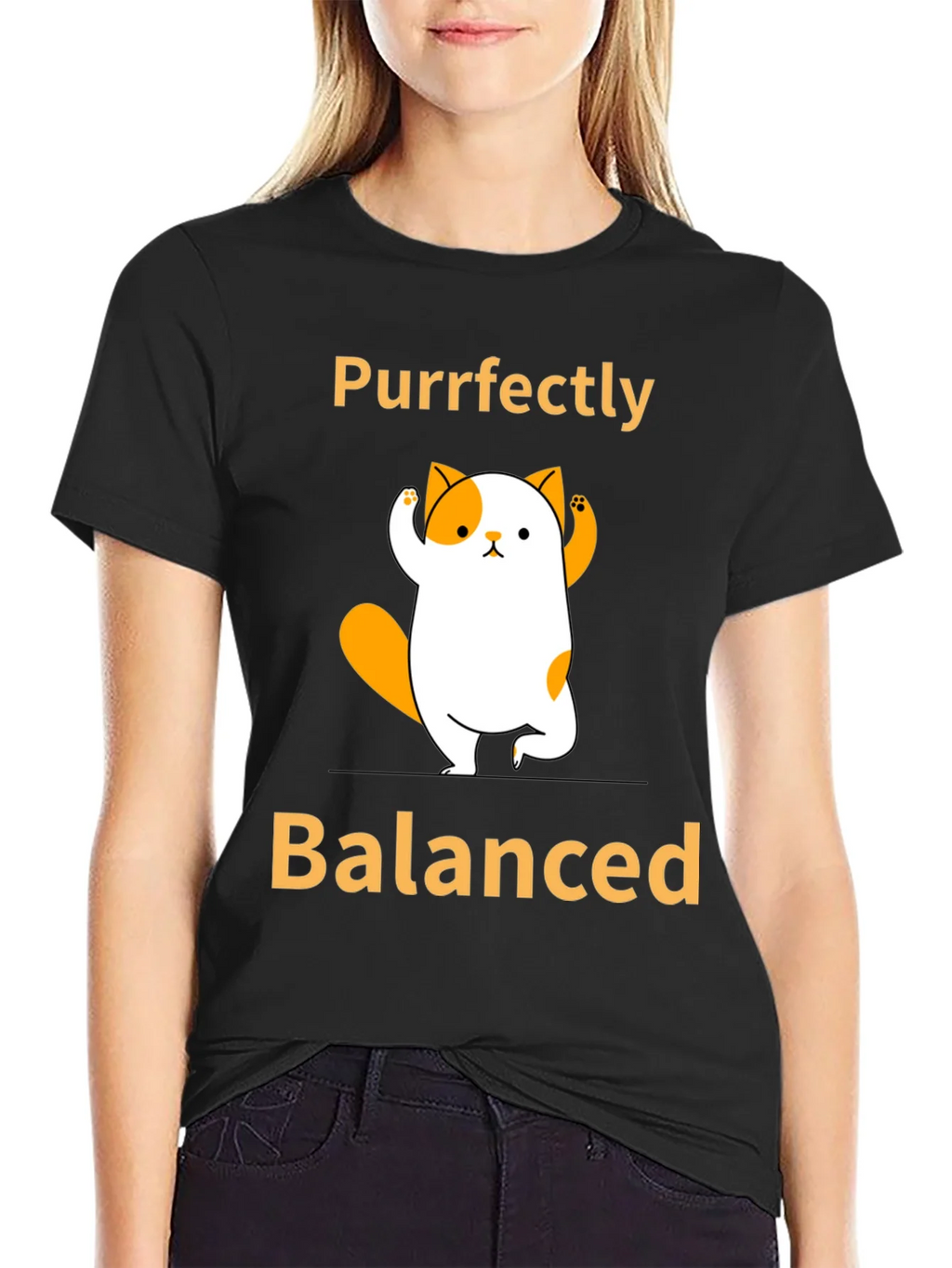 Purrfectly Balanced Yoga Cat Graphic T-Shirt product image 2