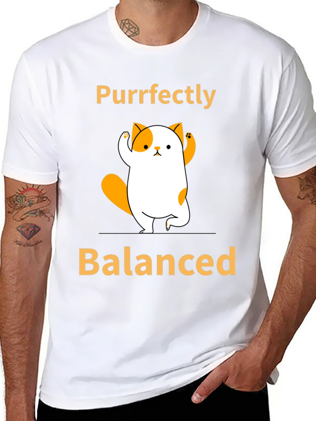 Purrfectly Balanced Yoga Cat Graphic T-Shirt product image 7