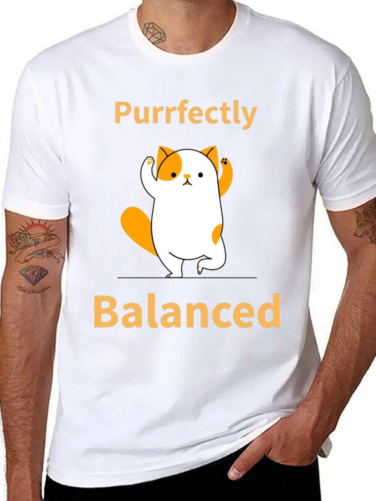 Purrfectly Balanced Yoga Cat Graphic T-Shirt product image 7