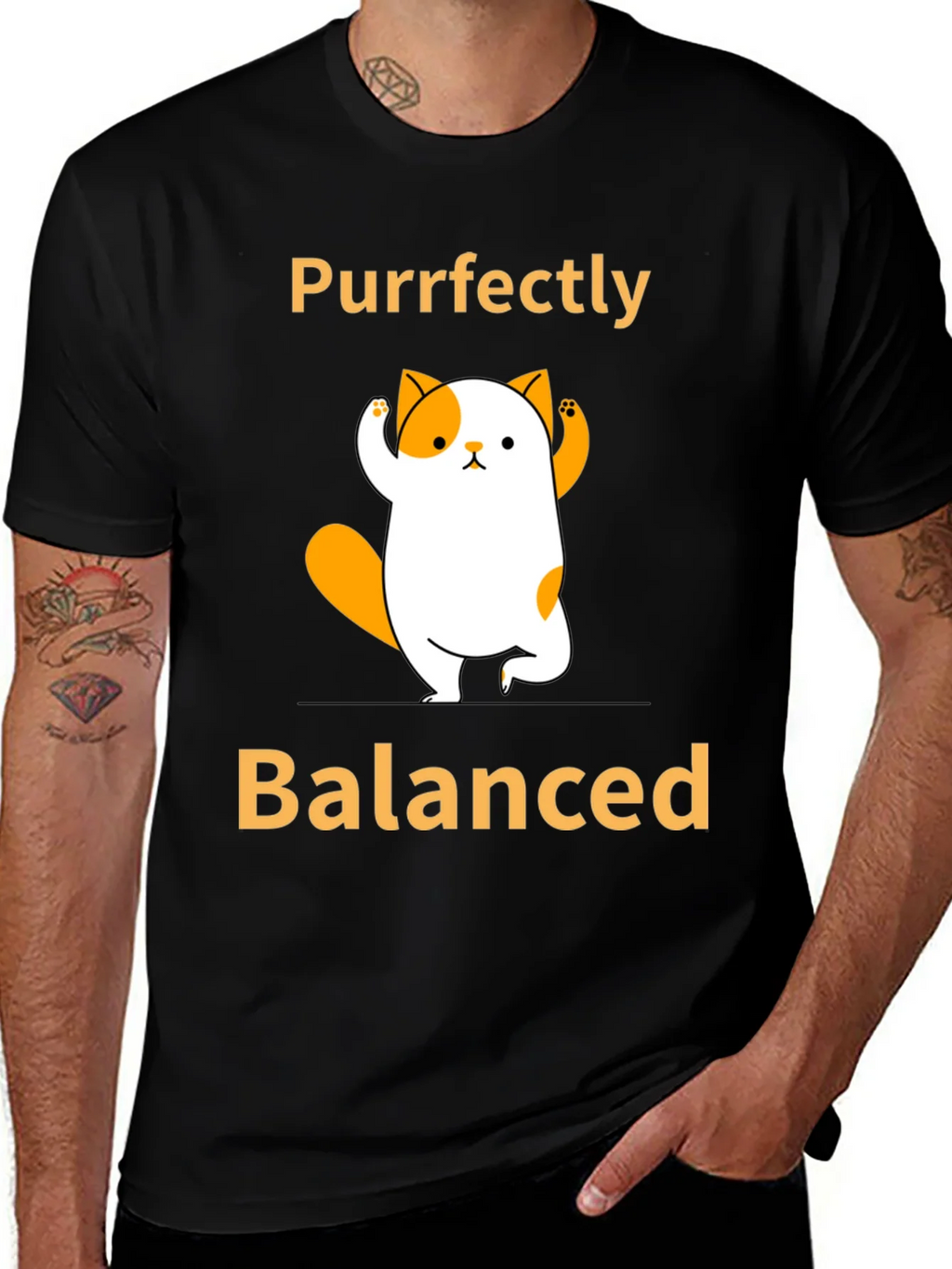 Purrfectly Balanced Yoga Cat Graphic T-Shirt product image 1