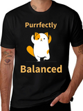 Purrfectly Balanced Yoga Cat Graphic T-Shirt product image 1
