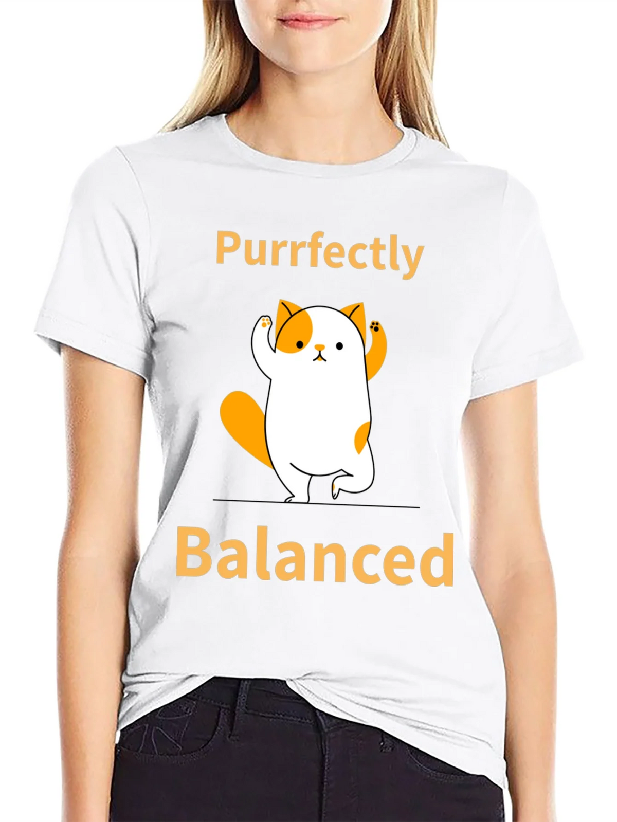 Purrfectly Balanced Yoga Cat Graphic T-Shirt product image 8