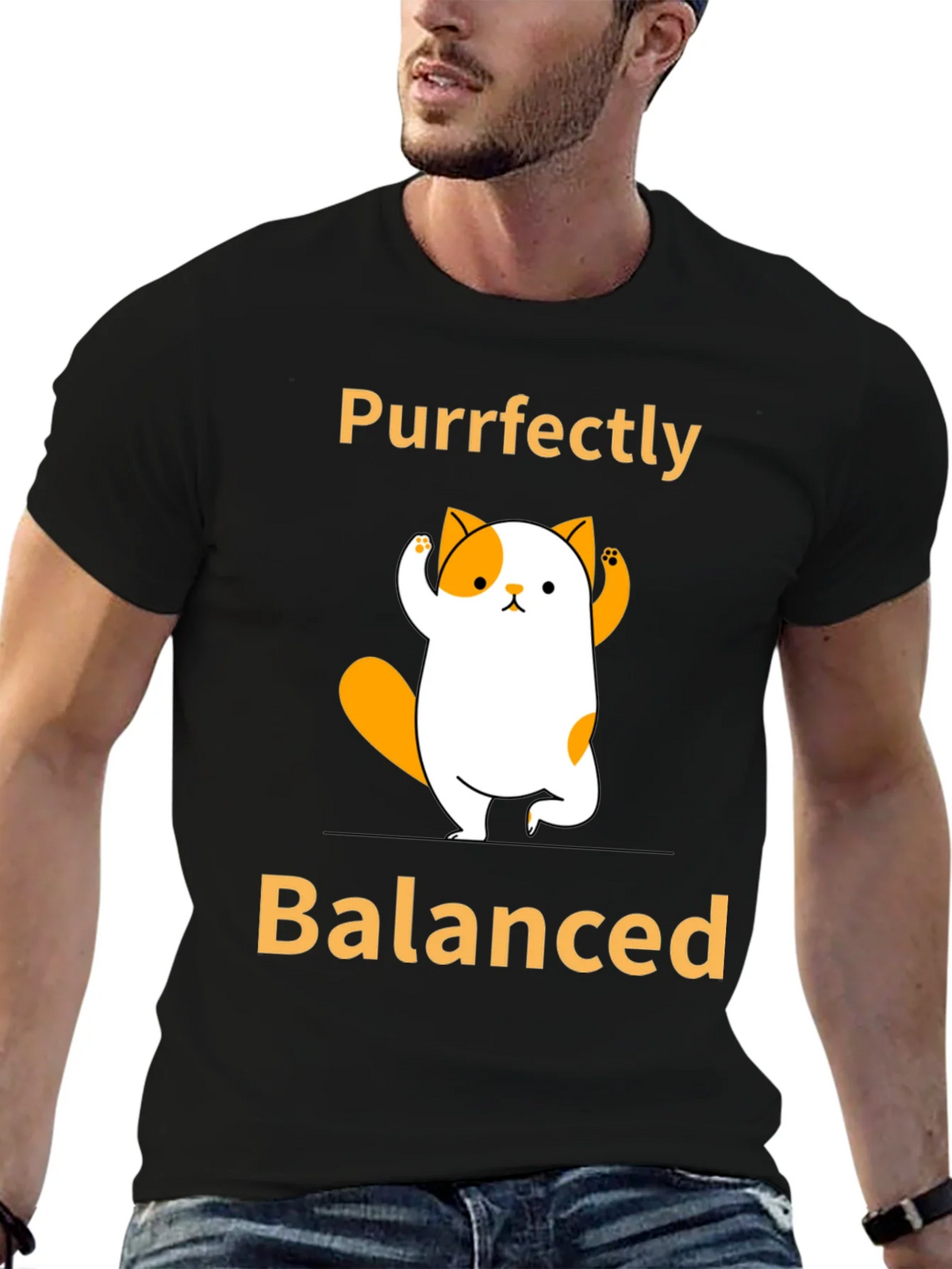 Purrfectly Balanced Yoga Cat Graphic T-Shirt product image 6