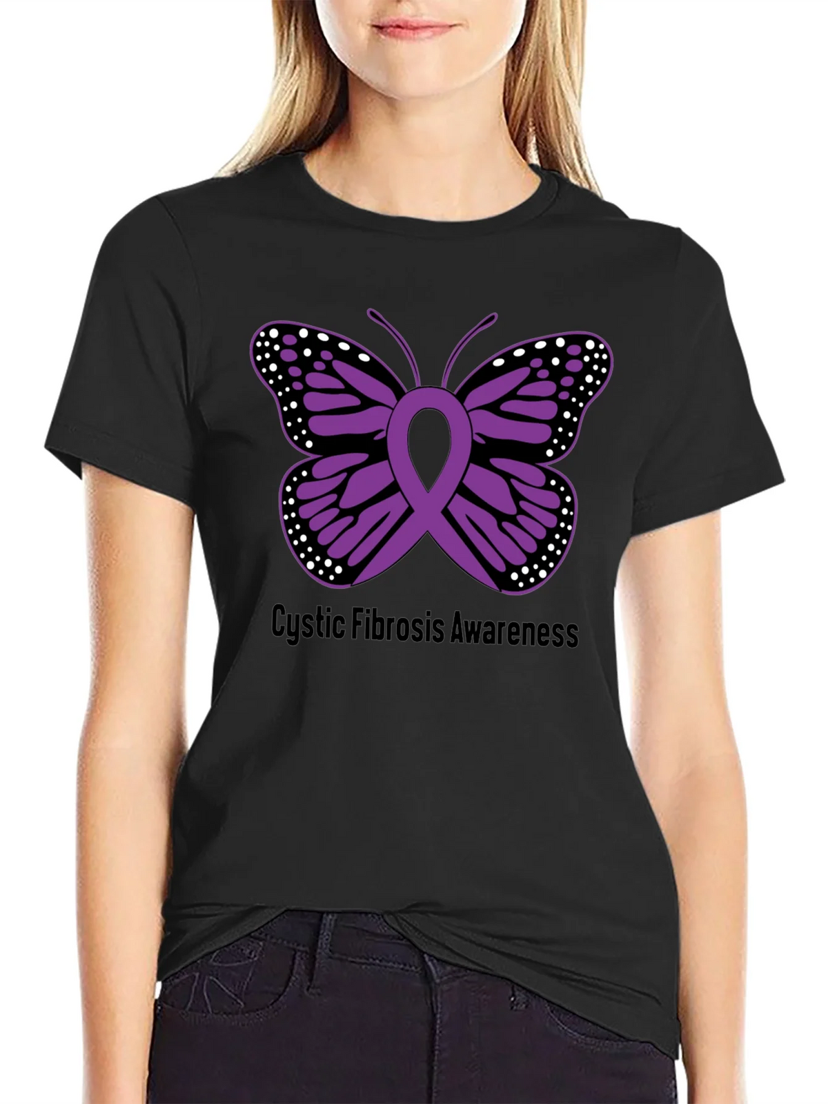 Cystic Fibrosis Awareness Butterfly Ribbon T-Shirt product image 2