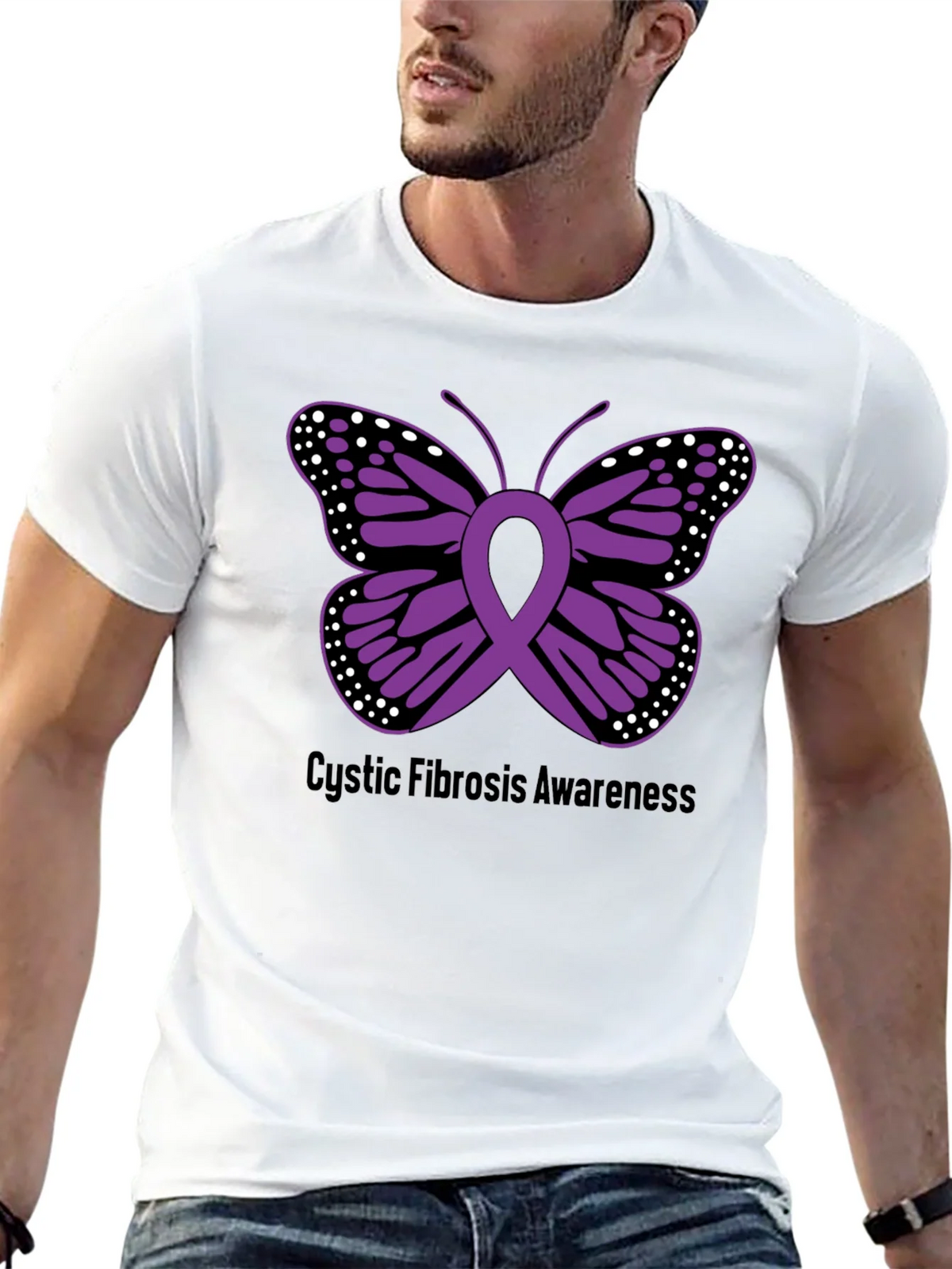 Cystic Fibrosis Awareness Butterfly Ribbon T-Shirt product image 12