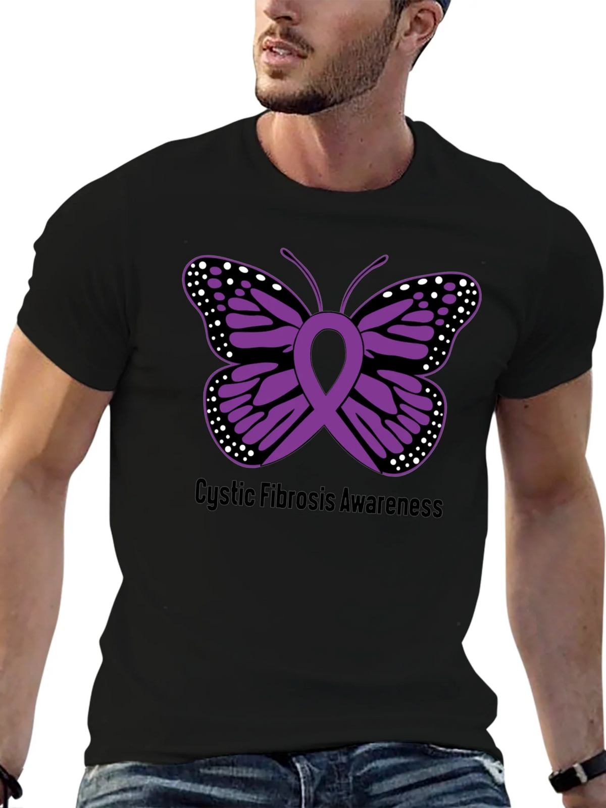 Cystic Fibrosis Awareness Butterfly Ribbon T-Shirt product image 6