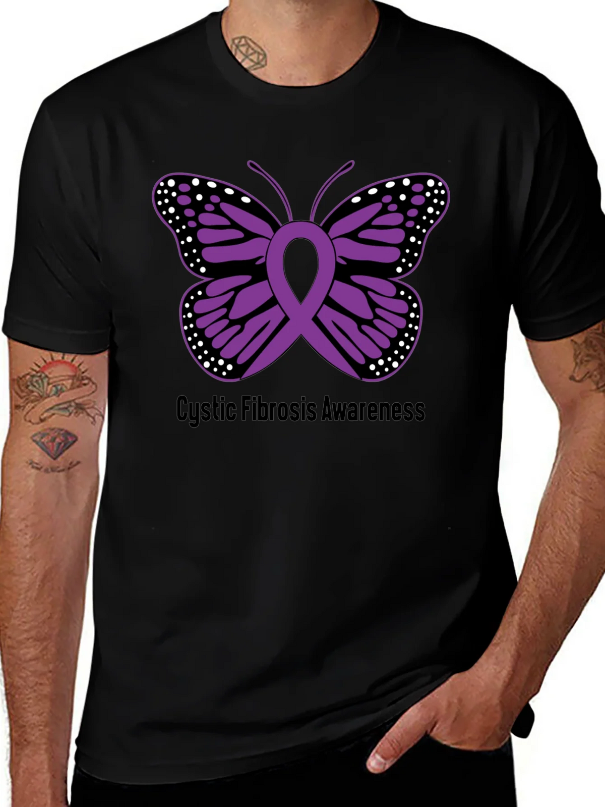 Cystic Fibrosis Awareness Butterfly Ribbon T-Shirt product image 1