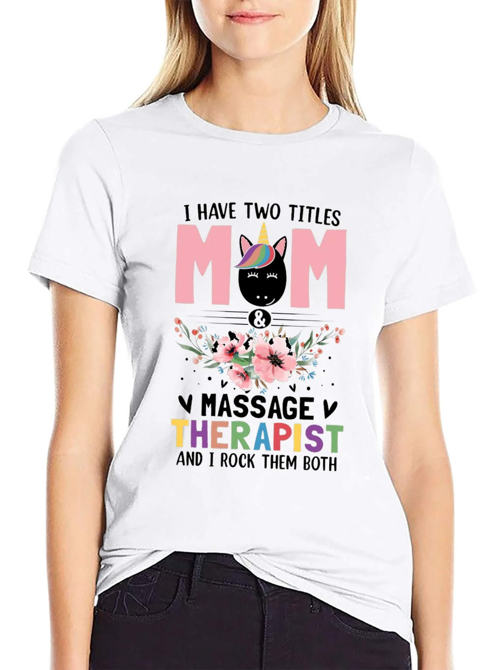 Mom Massage Therapist Unicorn T-Shirt product image 6