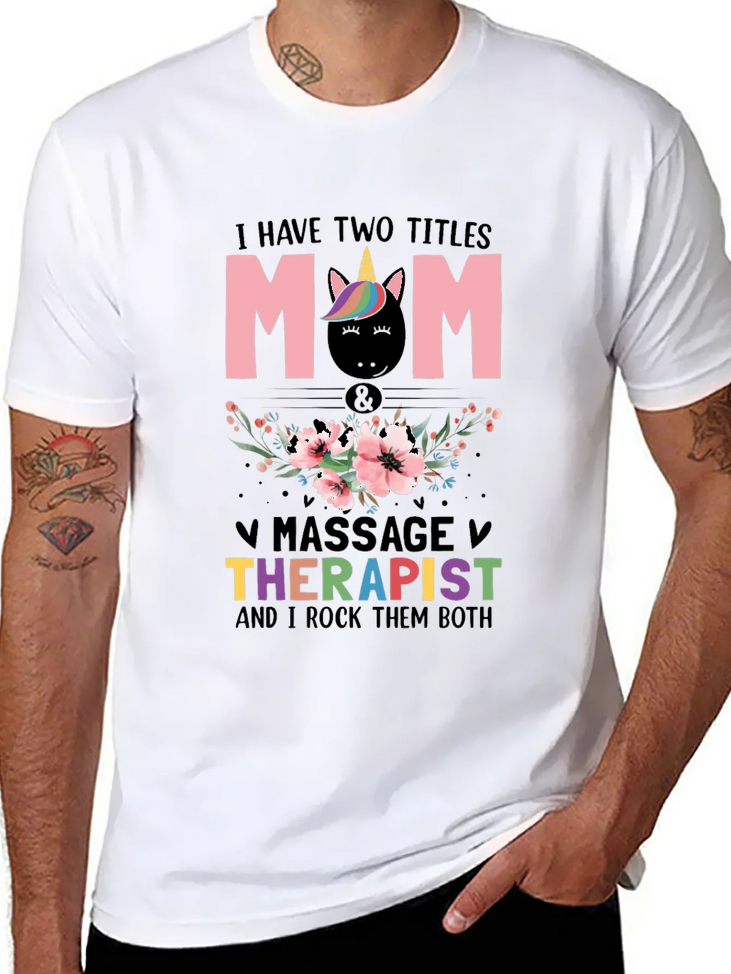 Mom Massage Therapist Unicorn T-Shirt product image 5